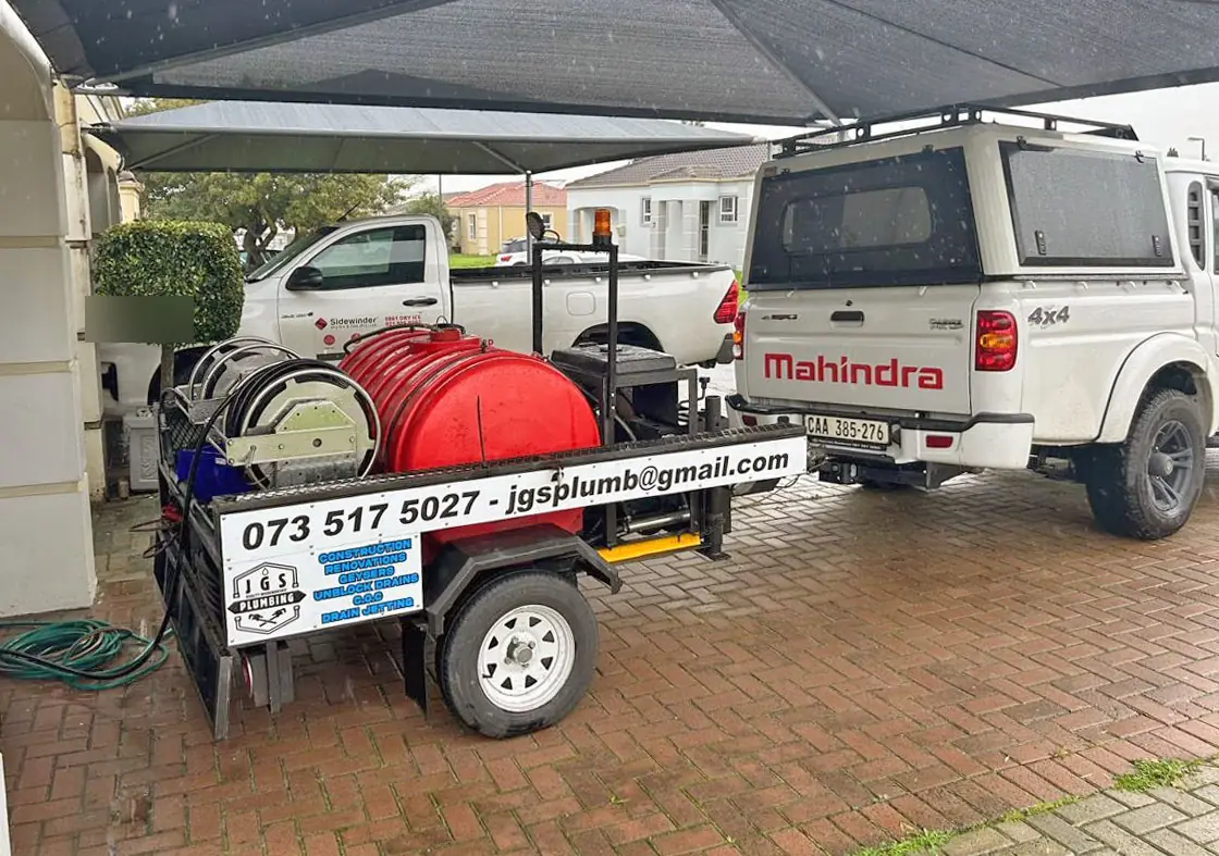 The drain jetting trailer on a call-out